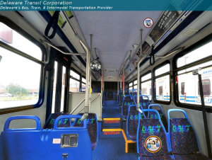 Image of the inside of a DART bus.