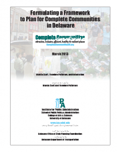 Cover of the report Formulating a Framework to Plan for Complete Communities in Delaware