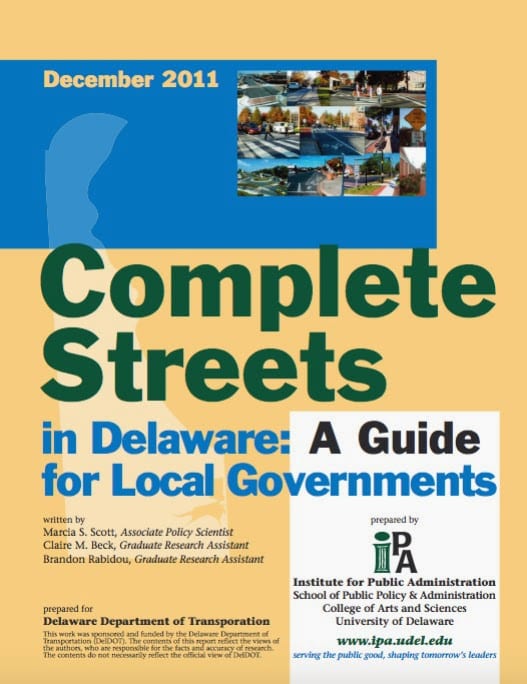 Image of the IPA publication, Complete Streets in Delaware: A Guide for Local Governments
