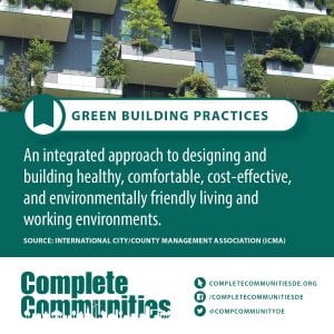 Green Building Practices: An integrated approach to designing and building healthy, comfortable, cost-effective, and environmentally friendly living and working environments.