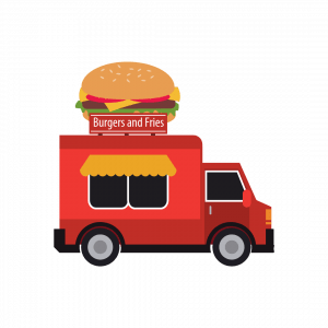 Image of a food cart selling burgers