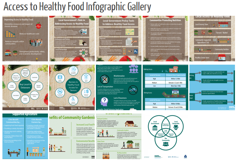 Screenshot of the webpage of the access to healthy food infographic gallery.