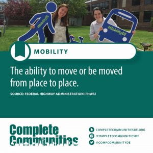 Mobility. The ability to move or be moved from place to place.