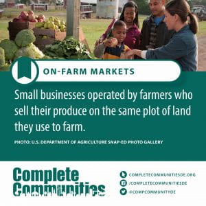 On Farm Markets. Small businesses operated by farmers who sell their produce on the same plot of land they use to farm.