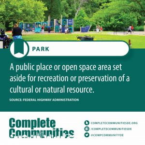 Park. A public place or open space area set aside for recreation or preservation of a cultural or natural resource.